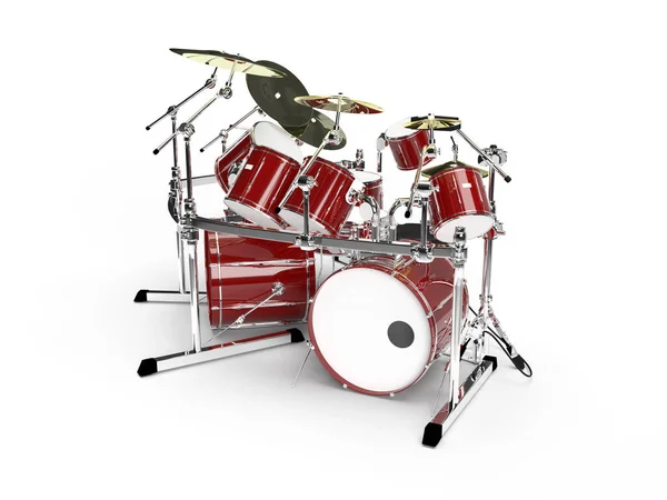 Render Red Drum Kit White Background — Stock Photo, Image