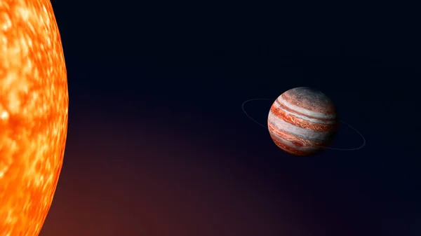 Renderizar Sol Jupiter Espacio Bacground Negro — Foto de Stock