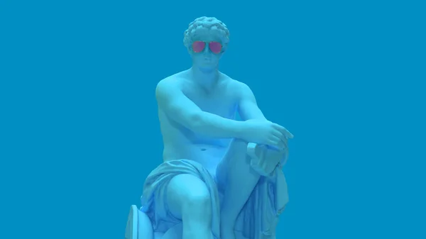 Renderizar Estatua Antigua Hombre Sentado Con Las Manos Dobladas Concepto — Foto de Stock