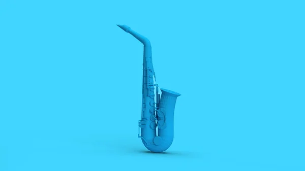 Mavi Saksafonu Mavi Arkaplan Müzik Minimalizmine Dönüştür — Stok fotoğraf