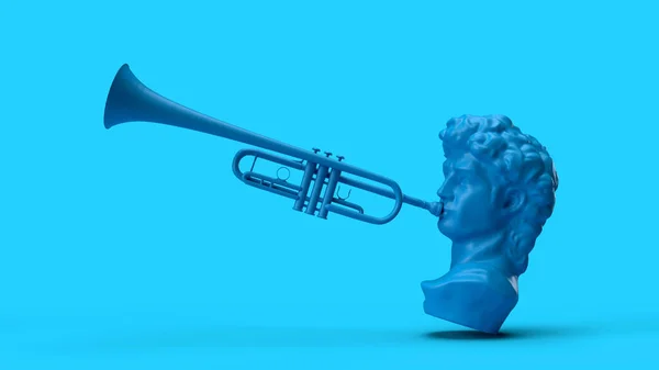 Render Troubadour Isolated Blue Background Music Pop Art — Stock Photo, Image