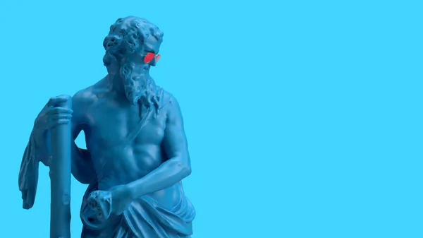 Escultura Azul Antiguo Hombre Renderizar Gafas — Foto de Stock
