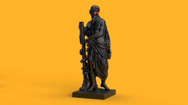 Rendering Skulptur Eines Mannes Mit Einem Stock Und Einer Bartschlange — Stockfoto