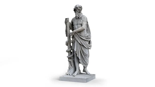 Darstellung Einer Statue Eines Alten Mannes Mit Bart Der Auf — Stockfoto