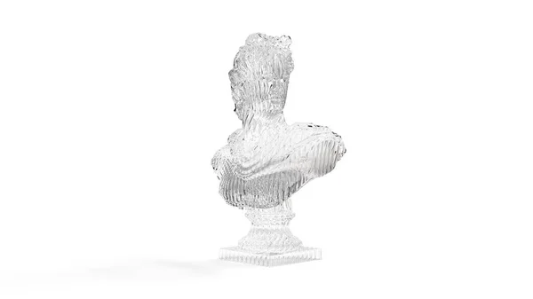 Візуалізація Скляного Бюста Білому Тлі Художнього Фону Мінімалізм — стокове фото