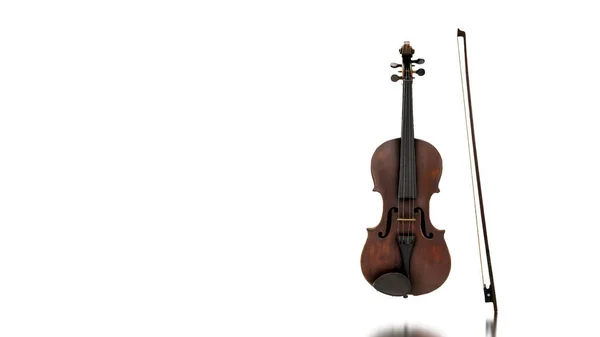 Renderizza Violino Isolato Sfondo Bianco Ruotato Sul Lato Destro Con — Foto Stock