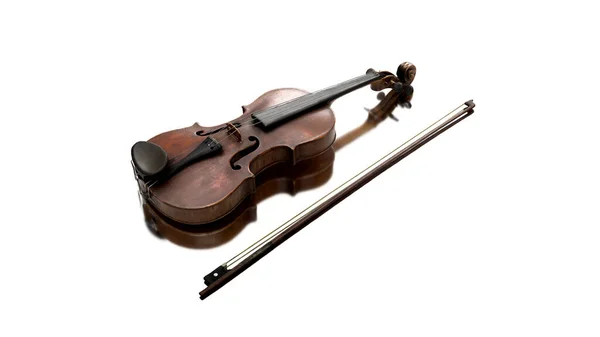 Renderizar Violino Isolado Fundo Branco Fundo Musical Encontra Ângulo Meio — Fotografia de Stock