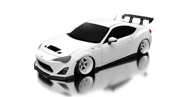 Render Super Car Feflection White Car Bacground Speed — Stock Photo, Image