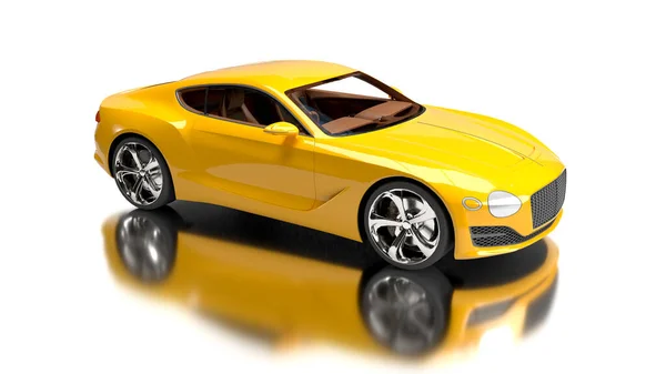 3Dレンダリングスーパー車とともに反射グレーホワイトカラーとピンクの背景 — ストック写真
