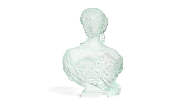 Візуалізація Скляного Бюста Жінка Зелене Ізольоване Світло — стокове фото