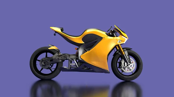 Rendern Gelbes Motorrad Wiolet Hintergrund Sehr Pery Trend Farbgeschwindigkeit — Stockfoto