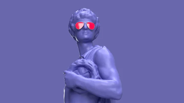 Renderować Bardzo Peri Kolor Fioletowy Posąg Człowieka Wieńcem Rękach — Zdjęcie stockowe