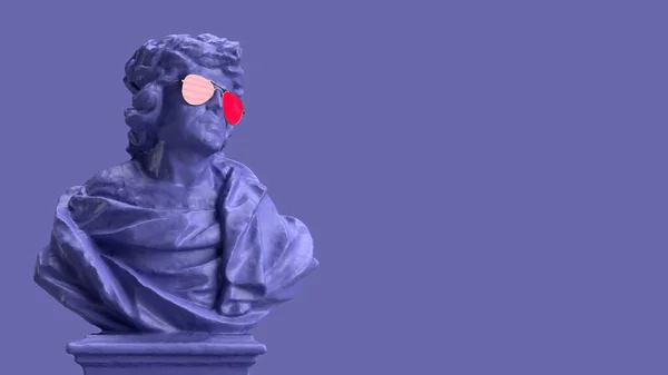 Візуалізація Дуже Кольоровий Фіолетовий Бюст Чоловіка Лівій Стороні Тла — стокове фото