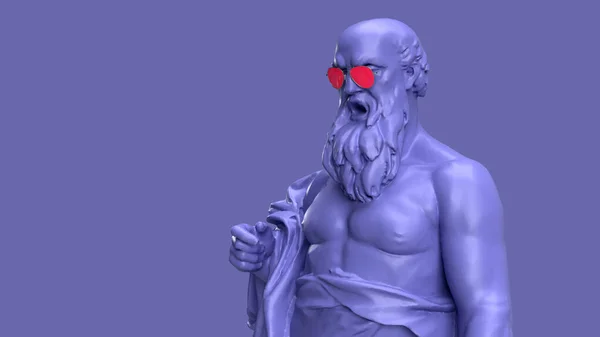 3D渲染 非常漂亮的紫罗兰色雕像与玫瑰色眼镜 — 图库照片