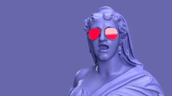 Візуалізація Дуже Період Фіолетовий Статуя Жінки Окулярах — стокове фото