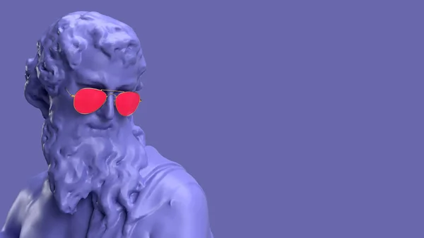 Візуалізація Фіолетовий Колір Дуже Період Бородатою Головою Статуя — стокове фото