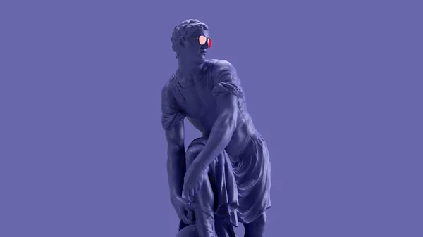 Render Statue Violette Couleur Very Peri Homme Attachant Des Lacets — Photo