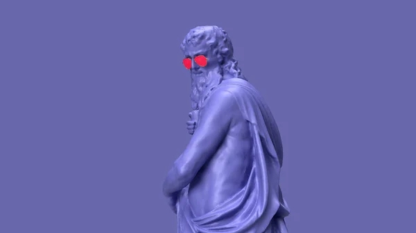 Візуалізація Дуже Фіолетова Чоловіча Статуя Стоїть Збоку — стокове фото