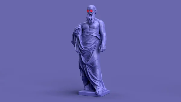 Візуалізація Дуже Період Фіолетовий Повнометражний Статуя Лисий Чоловік Бородою — стокове фото