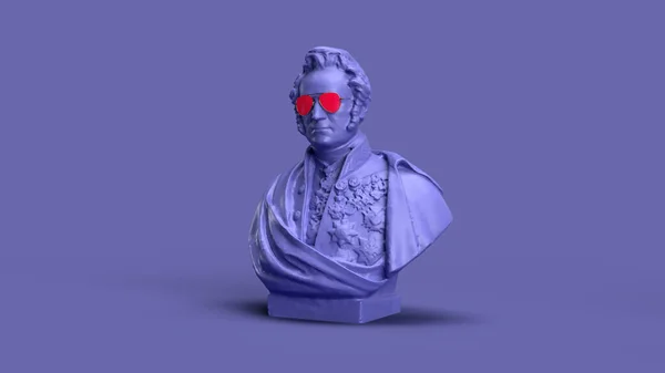 3Dレンダリング 背景の中央に非常にパーリ色の紫色の男性バスト — ストック写真