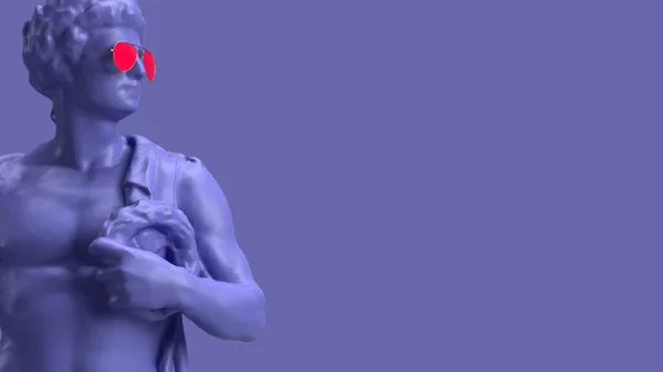 Render Mycket Peri Färg Violett Staty Man Med Naken Bål — Stockfoto