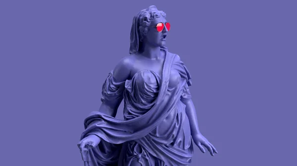 Rendez Vous Statue Femme Très Peri Couleur Violet Confus — Photo