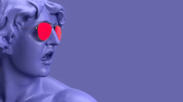 3D渲染 非常漂亮的紫罗兰色男子的脸 张大嘴 侧面特写 — 图库照片