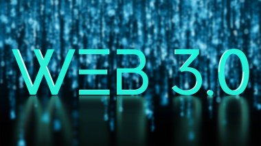 3d render metin web 3.0 yeşil renk neon ışığı arkaplan kodu gelecekteki internet teknolojisi üzerinde