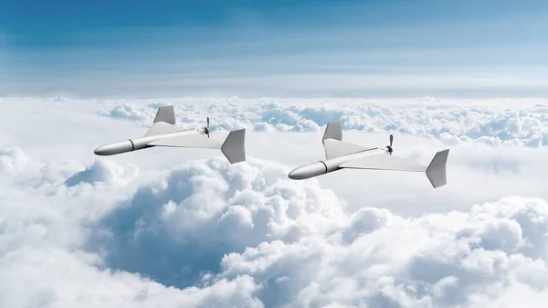 Виставити Два Повітряних Дрони Шахеда Летять Цілі Хмарах Небесної Війни — стокове фото
