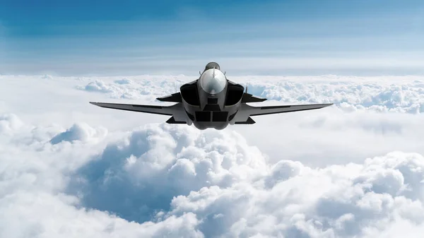 3Dは 戦闘機をレンダリングフレームに飛ぶ あなたは 翼の範囲を見ることができます ウクライナ ロシア戦争 — ストック写真