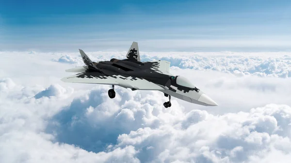 3Dレンダリング新しい戦闘機が空を飛んでいます — ストック写真