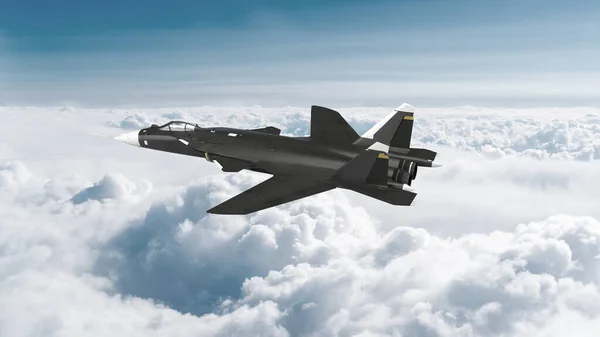 Render Vadászgép Égen Felhők Légi Támadás Háború Ukrajna Oroszország — Stock Fotó