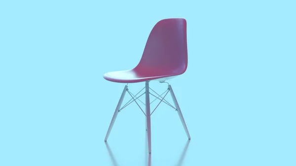 Render Blue Pink Plastic Chair Four Legs Wooden Metal Modern — Stock Photo, Image