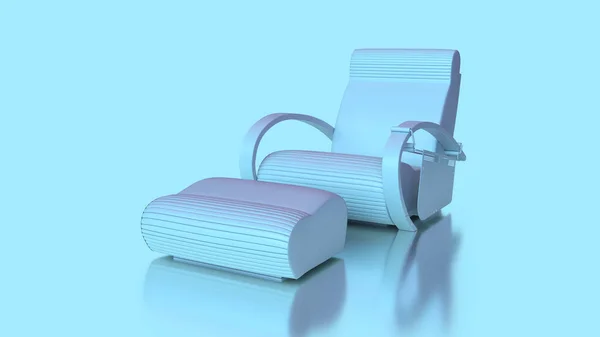 4本足で3Dレンダリング青ピンクのプラスチック製の椅子 木製のラウンドメタル現代フレーム — ストック写真