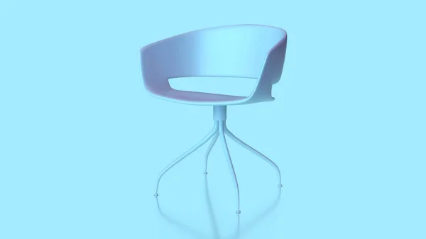 Renderowania Niebieski Różowy Plastikowe Krzesło Czterech Nogach Drewniane Okrągłe Metalowe — Zdjęcie stockowe