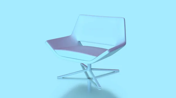 3D渲染蓝色粉红塑料椅子四条腿 木制圆形金属现代框架 — 图库照片