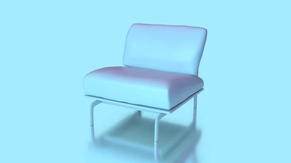 4本足で3Dレンダリング青ピンクのプラスチック製の椅子 木製のラウンドメタル現代フレーム — ストック写真
