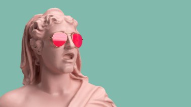 3D kadın portresi. Açık ağızlı. Hayal kırıklığına uğramış pastel renkler.