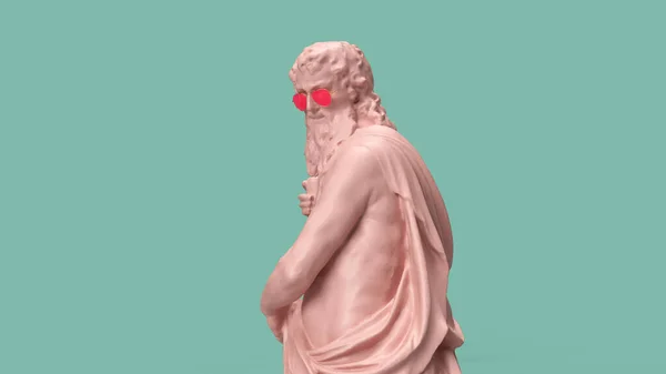Візуалізація Людина Дивиться Через Плече Окулярах Шпигунської Культури Скульптури — стокове фото