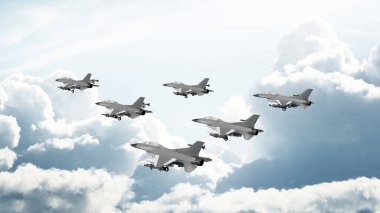 3d render a group of American military aircraft