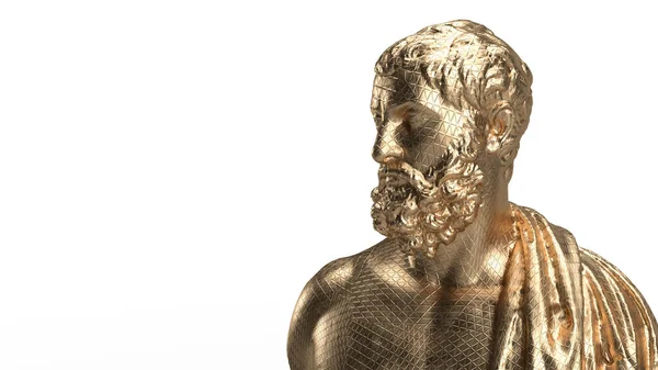 Busto Renderizado Oro Aislado Hombre Antiguo — Foto de Stock