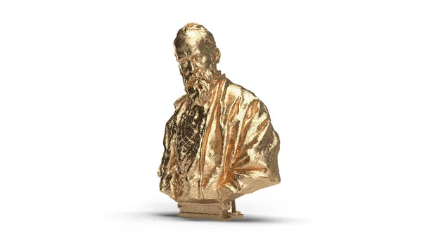 Візуалізація Бюст Золото Ізольовані Чудова Золота Людина Статуя Центр — стокове фото