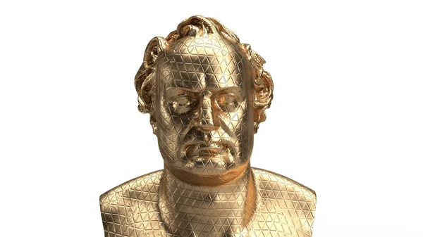 Render Bust Gold Isolated Golden Statue Portrays Male Power — Stock Photo, Image