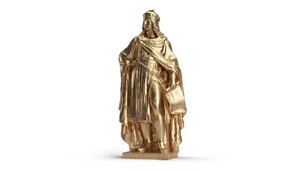 Bustos Oro Aislado Estatua Oro Del Hombre Irradia Fuerza Emoción — Foto de Stock