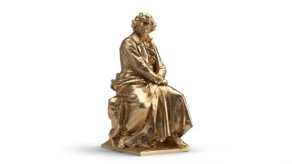 Rendere Busto Oro Isolato Magistralmente Realizzato Statuetta Uomo Oro — Foto Stock