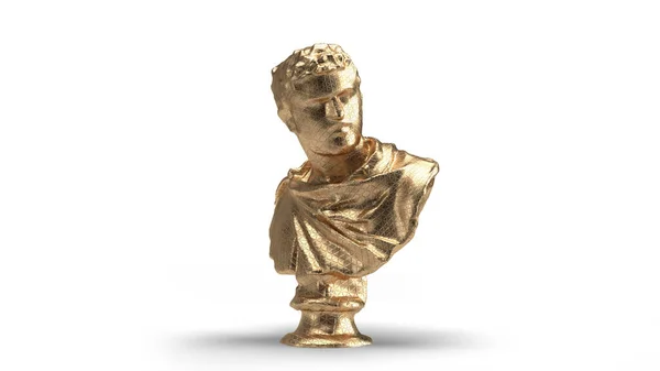 Vykreslení Busta Zlato Izolované Sculpted Zlatý Muž Vyzařuje Důvěru — Stock fotografie