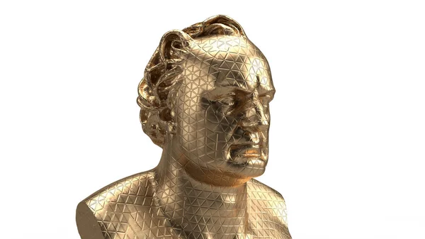 Render Bust Gold Isolated Golden Statue Portrays Male Power — Stock Photo, Image