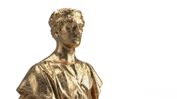 Renderizar Busto Oro Aislado Audaz Sorprendente Estatua Hombre Oro — Foto de Stock