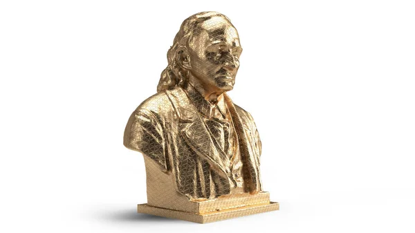 Renderizar Busto Oro Aislado Reluciente Estatua Oro Emoción Masculina — Foto de Stock