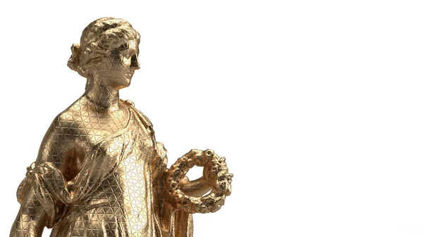 Rendre Buste Isolé Sculpture Dorée Scintillante Femme — Photo